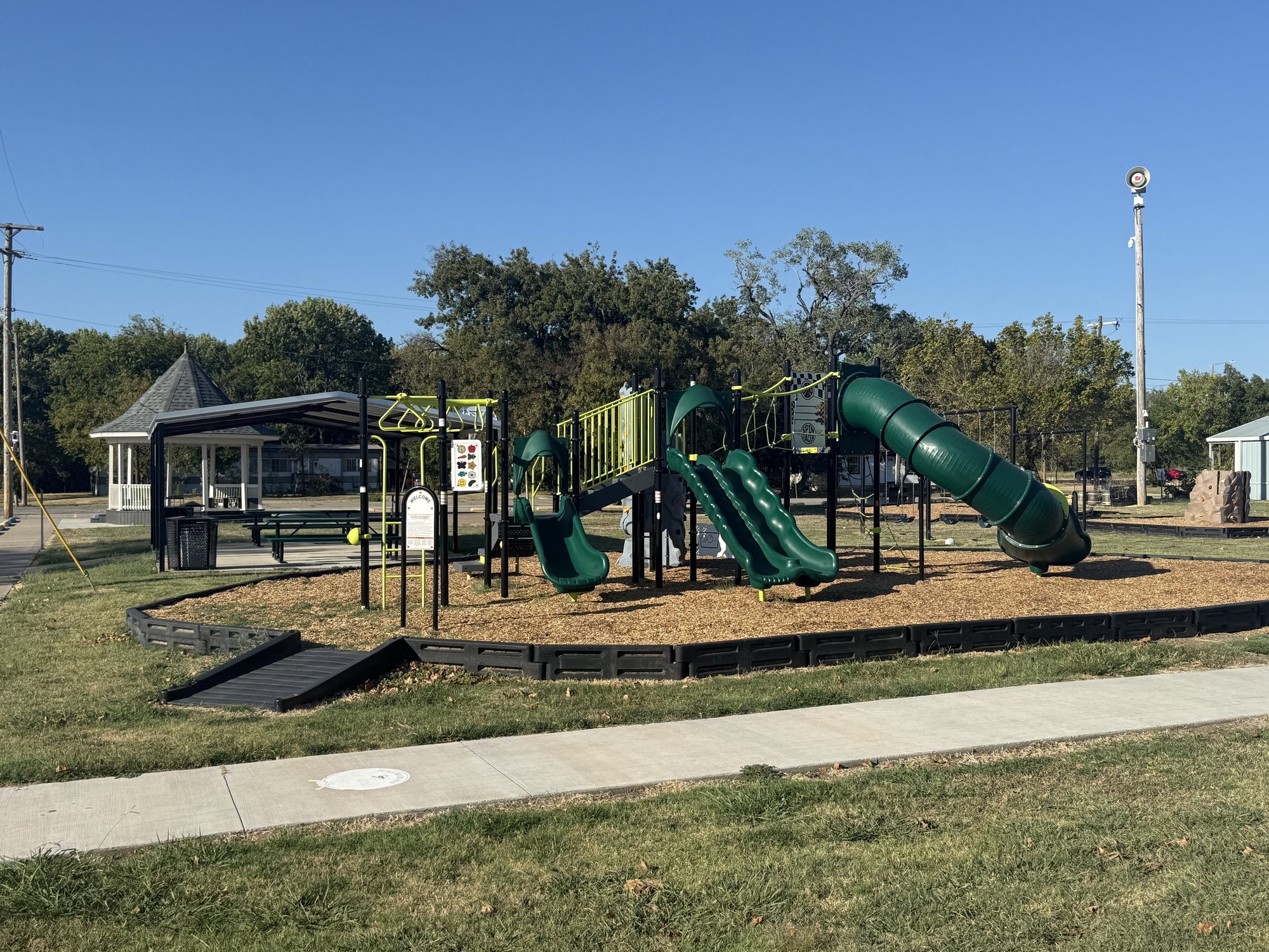 Playground at Town Park under a clear blue sky