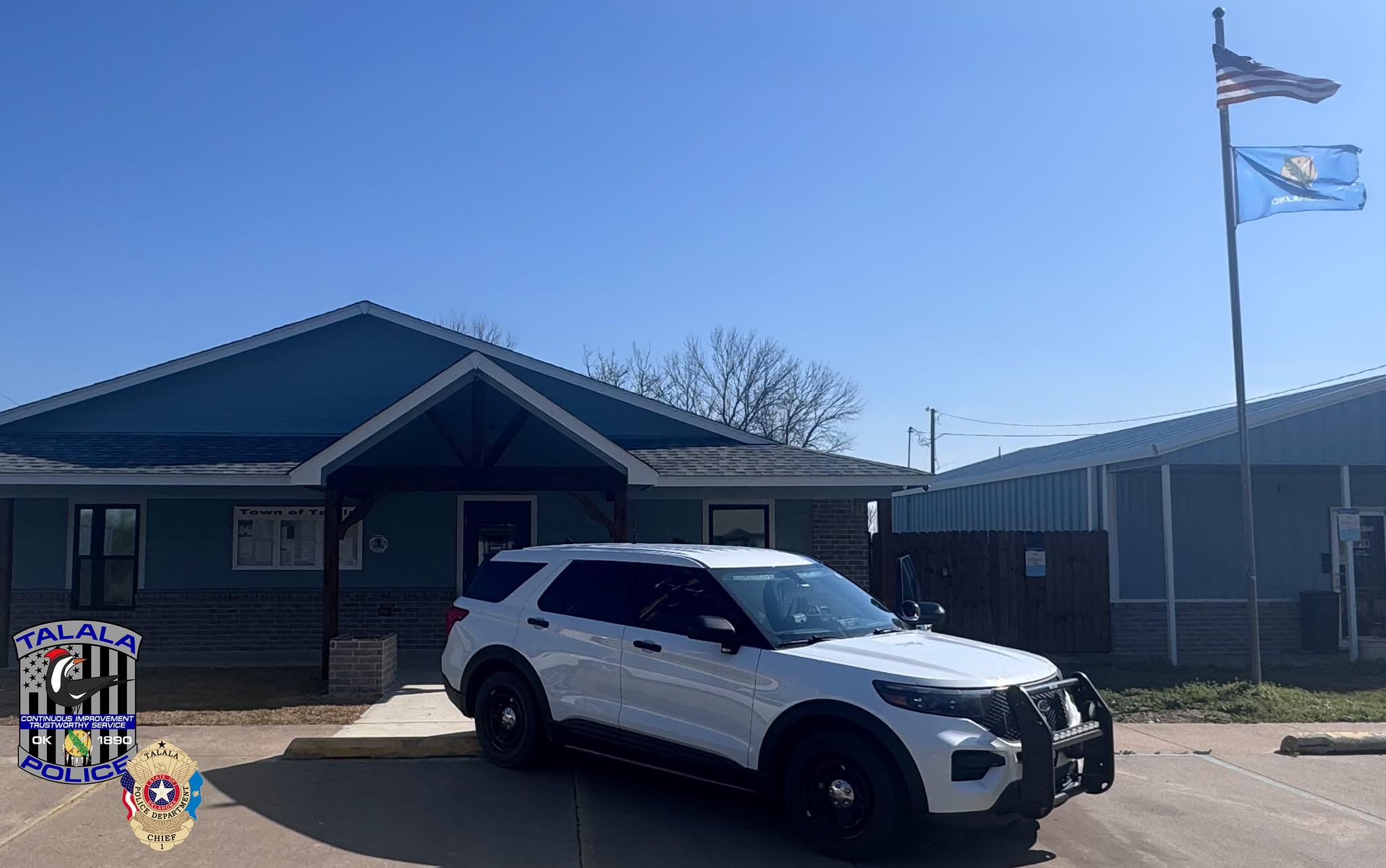 Talala Police Explorer parked in front of Town Hall on Watova Street