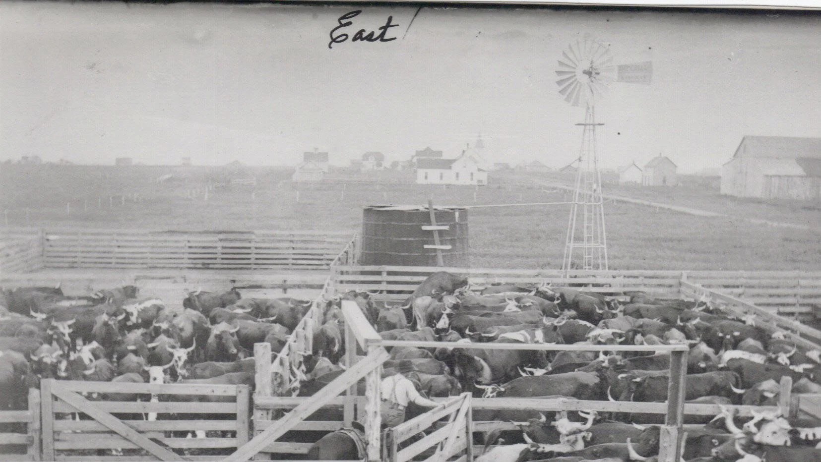 Historic cattle pens and windmill near Talala