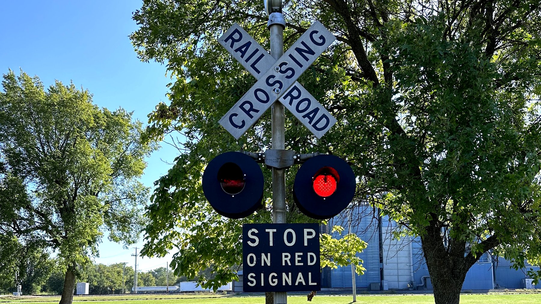 Railroad crossing signal in Town Park